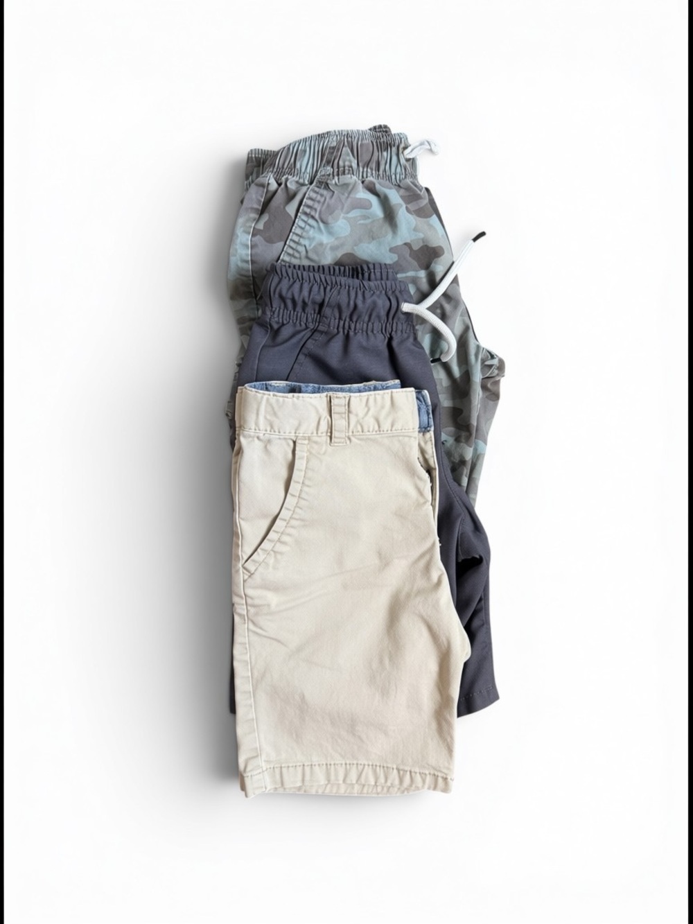 Cat & Jack Boys 3-Pack Shorts - Beige, Gray, Gray Camo